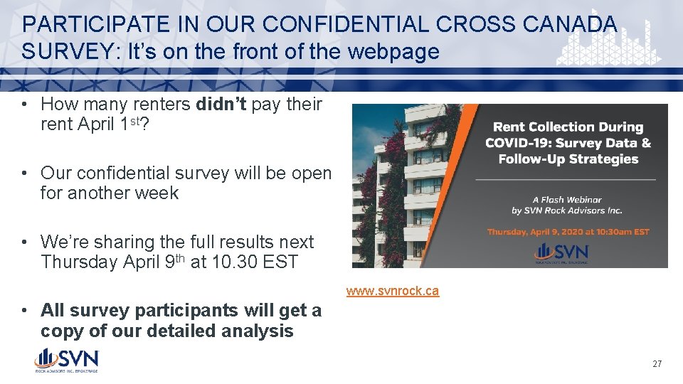 PARTICIPATE IN OUR CONFIDENTIAL CROSS CANADA SURVEY: It’s on the front of the webpage