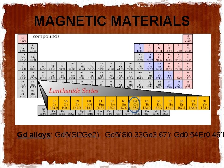 MAGNETIC MATERIALS Gd alloys: Gd 5(Si 2 Ge 2); Gd 5(Si 0. 33 Ge