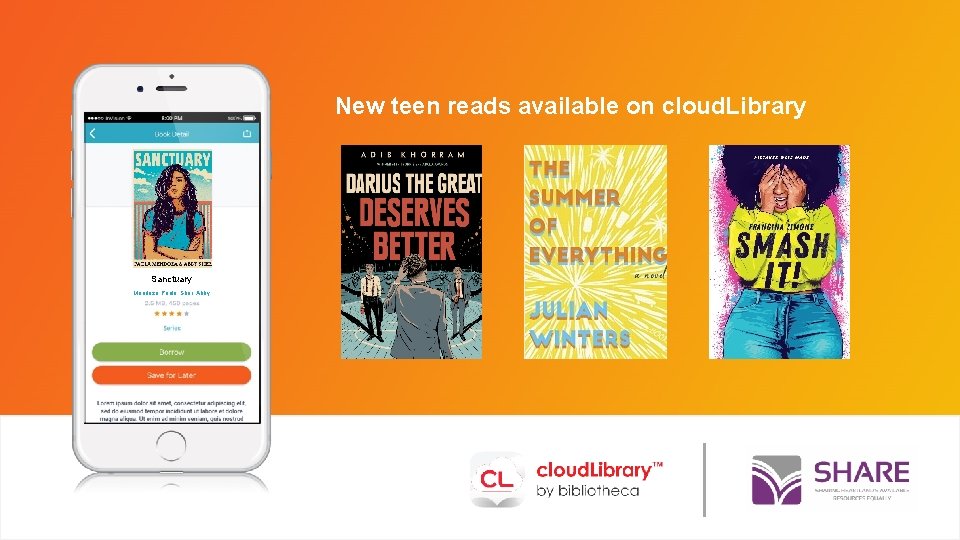 New teen reads available on cloud. Library INSERT BOOK COVER Sanctuary Mendoza, Paola; Sher,