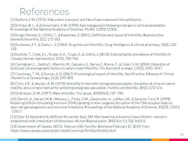 References [1] Bedford, J. M. (1975). Maturation transport and fate of spermatozoa in the