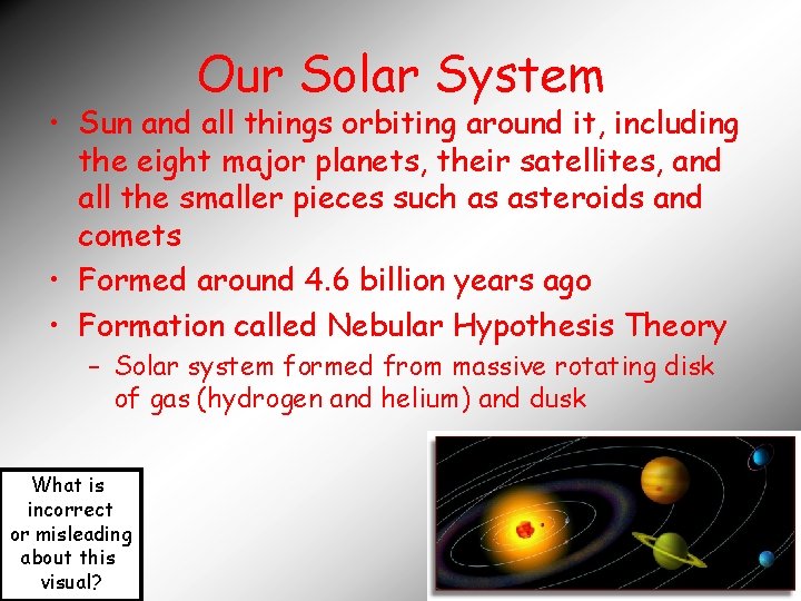 Our Solar System • Sun and all things orbiting around it, including the eight