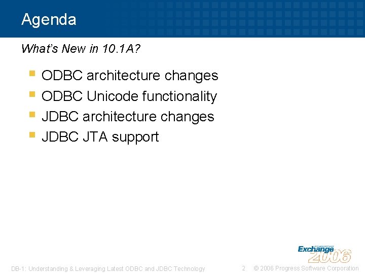 Agenda What’s New in 10. 1 A? § ODBC architecture changes § ODBC Unicode