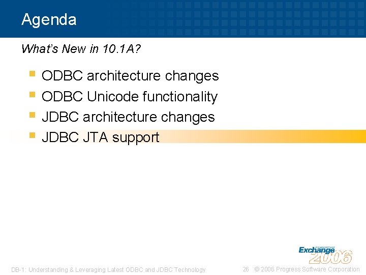 Agenda What’s New in 10. 1 A? § ODBC architecture changes § ODBC Unicode