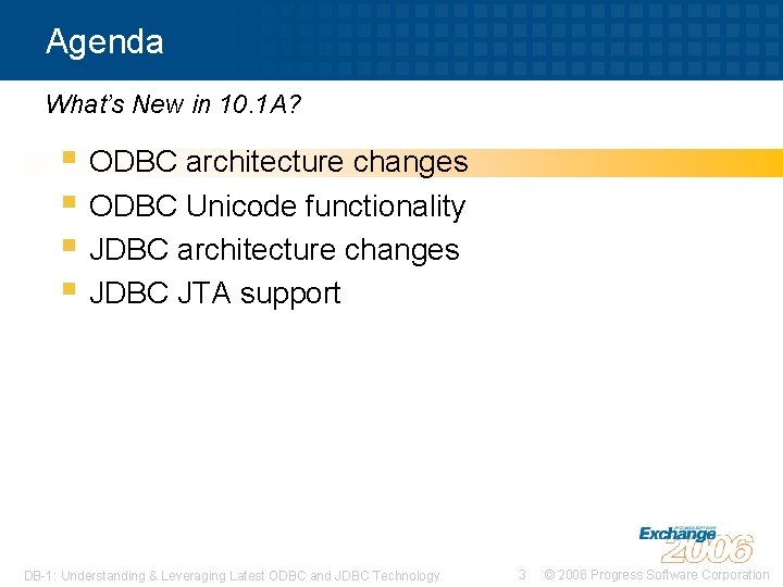 Agenda What’s New in 10. 1 A? § ODBC architecture changes § ODBC Unicode