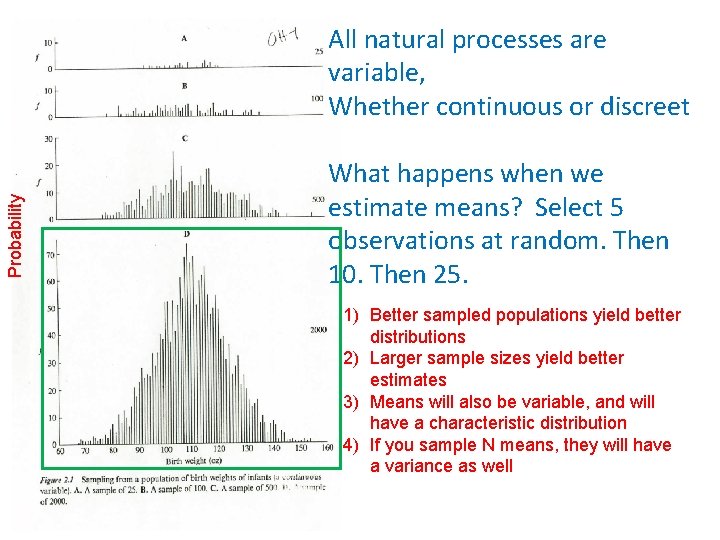 Probability All natural processes are variable, Whether continuous or discreet What happens when we