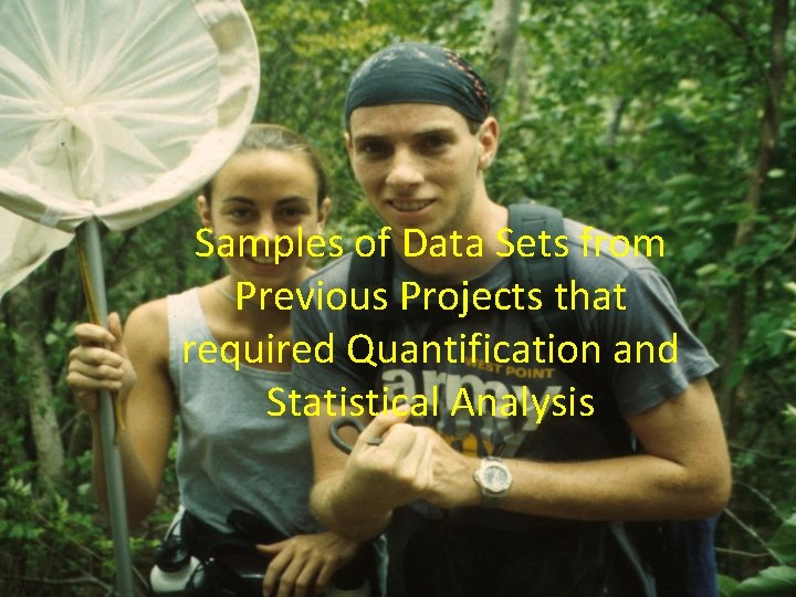 Samples of Data Sets from Previous Projects that required Quantification and Statistical Analysis 