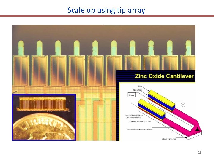 Scale up using tip array 22 