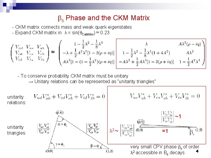 bs Phase and the CKM Matrix - CKM matrix connects mass and weak quark