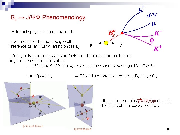 Bs → J/ΨΦ Phenomenology - Extremely physics rich decay mode - Can measure lifetime,