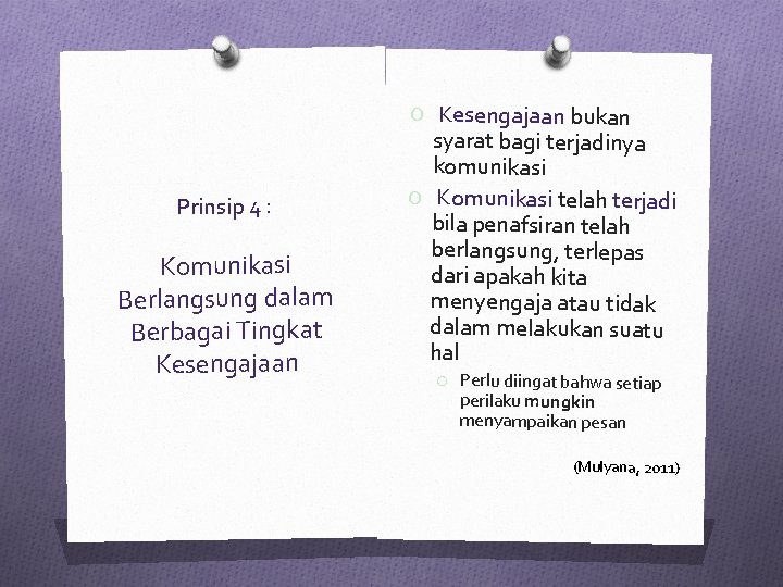 O Kesengajaan bukan Prinsip 4 : Komunikasi Berlangsung dalam Berbagai Tingkat Kesengajaan syarat bagi