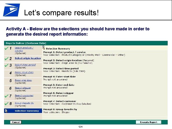 Let’s compare results! Activity A - Below are the selections you should have made