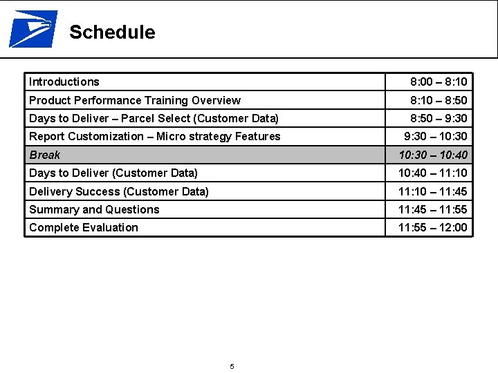 Schedule Introductions 8: 00 – 8: 10 Product Performance Training Overview 8: 10 –