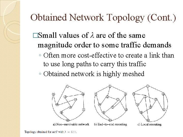 Obtained Network Topology (Cont. ) �Small values of λ are of the same magnitude
