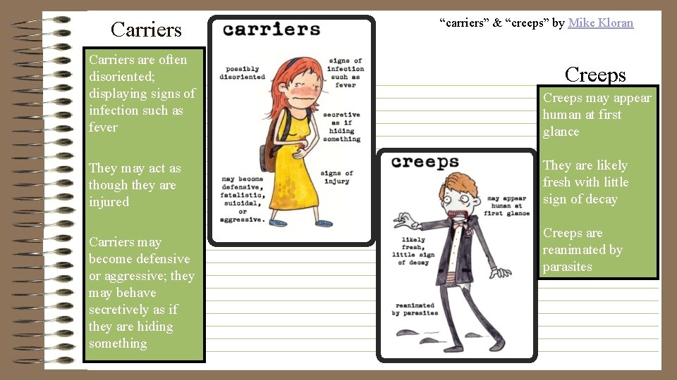 Carriers “carriers” & “creeps” by Mike Kloran Carriers are often disoriented; displaying signs of