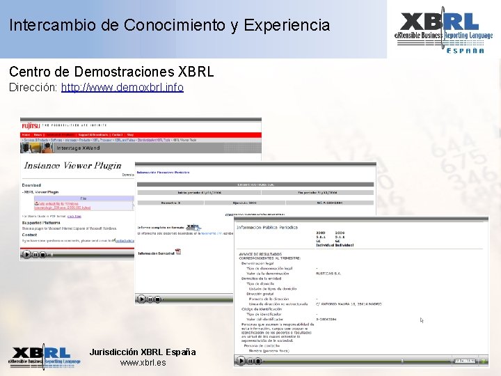 Intercambio de Conocimiento y Experiencia Centro de Demostraciones XBRL Dirección: http: //www. demoxbrl. info