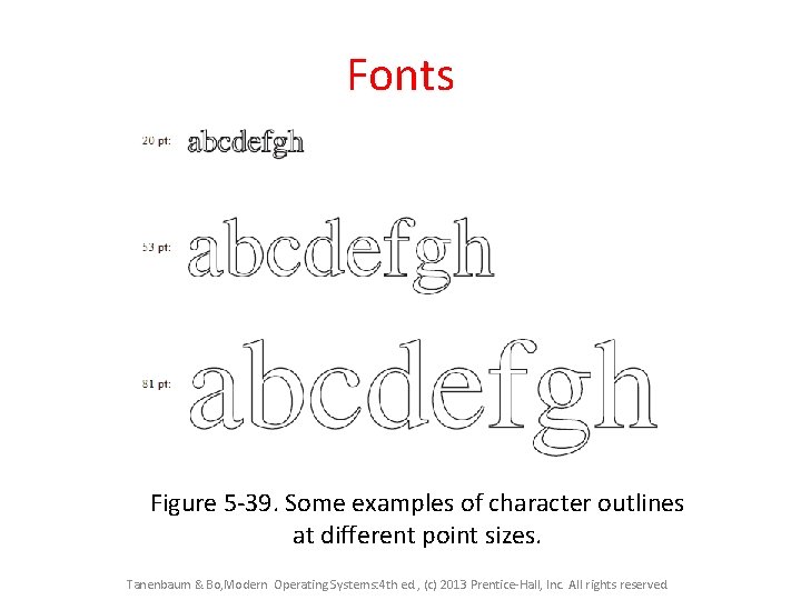 Fonts Figure 5 -39. Some examples of character outlines at different point sizes. Tanenbaum