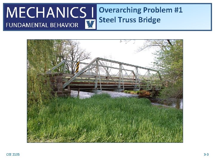 Overarching Problem #1 Steel Truss Bridge CEE 2105 3 -3 
