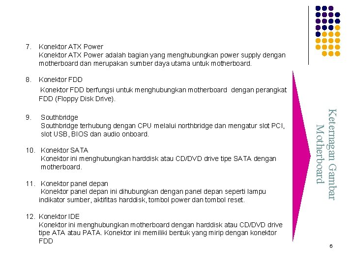 Konektor ATX Power adalah bagian yang menghubungkan power supply dengan motherboard dan merupakan sumber