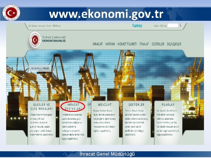 www. ekonomi. gov. tr İhracat Genel Müdürlüğü 
