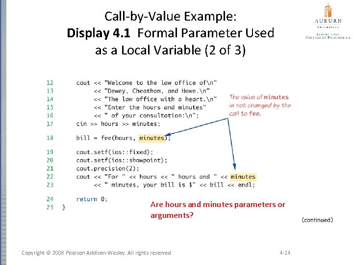 Call-by-Value Example: Display 4. 1 Formal Parameter Used as a Local Variable (2 of