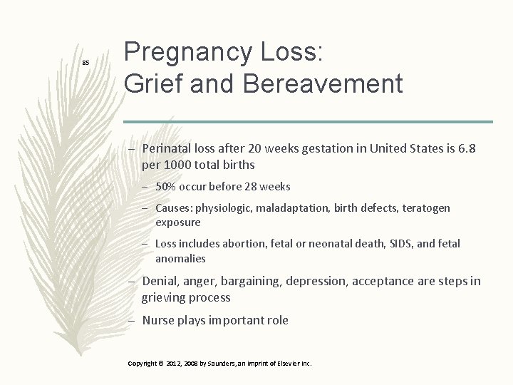 85 Pregnancy Loss: Grief and Bereavement – Perinatal loss after 20 weeks gestation in