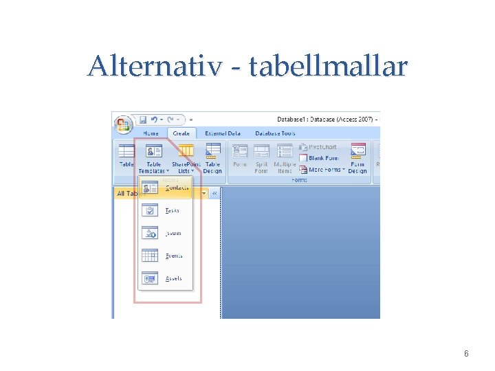 Alternativ - tabellmallar 6 