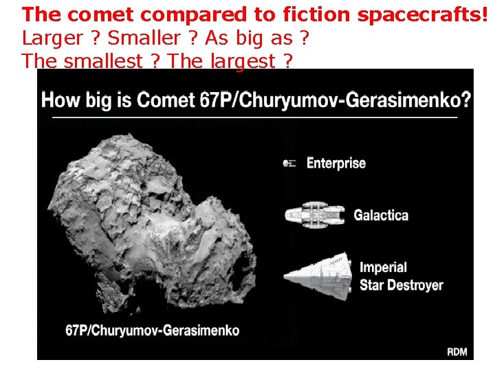 The comet compared to fiction spacecrafts! Larger ? Smaller ? As big as ?