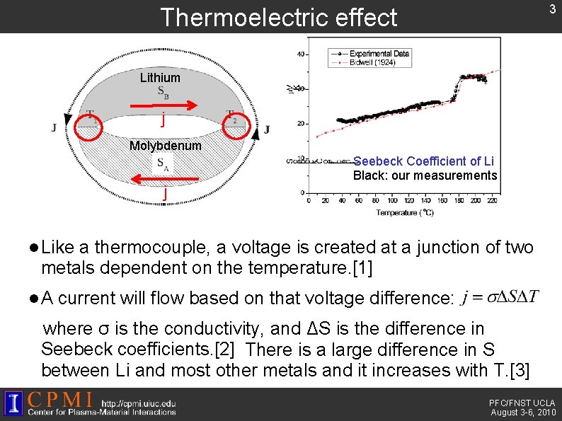 3 Thermoelectric effect Lithium j Molybdenum j Seebeck Coefficient of Li Black: our measurements