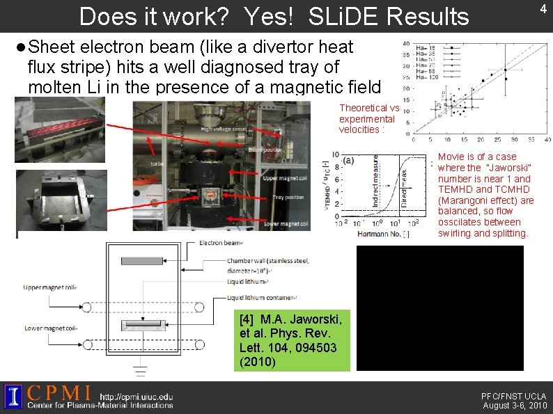 4 Does it work? Yes! SLi. DE Results Sheet electron beam (like a divertor