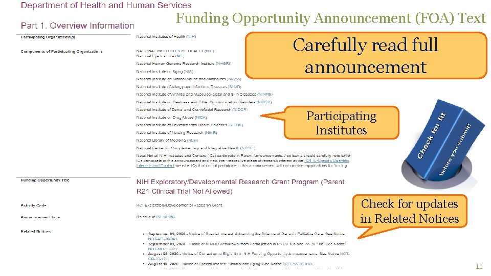 Funding Opportunity Announcement (FOA) Text Carefully read full announcement Participating Institutes Check for updates
