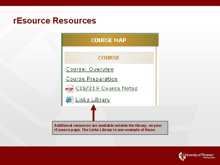 r. Esource Resources Additional resources are available outside the library, on your r. Esource