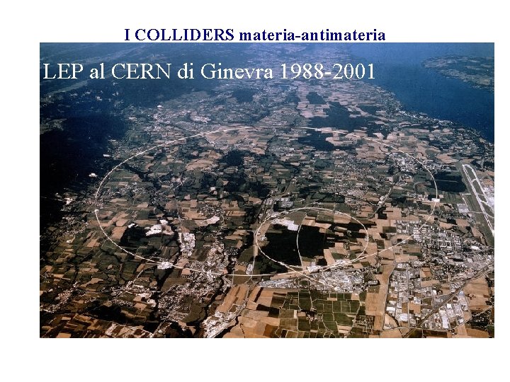 I COLLIDERS materia-antimateria ADONE a Frascati 1969 -1993 LEP DAFNE al CERN–di. ADA Ginevra