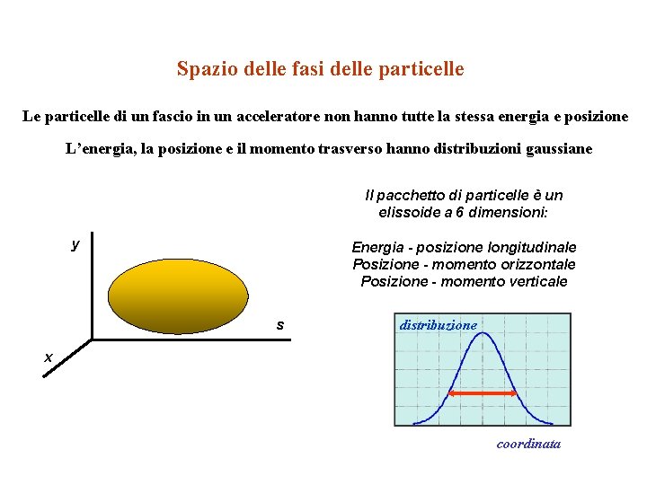 Spazio delle fasi delle particelle Le particelle di un fascio in un acceleratore non