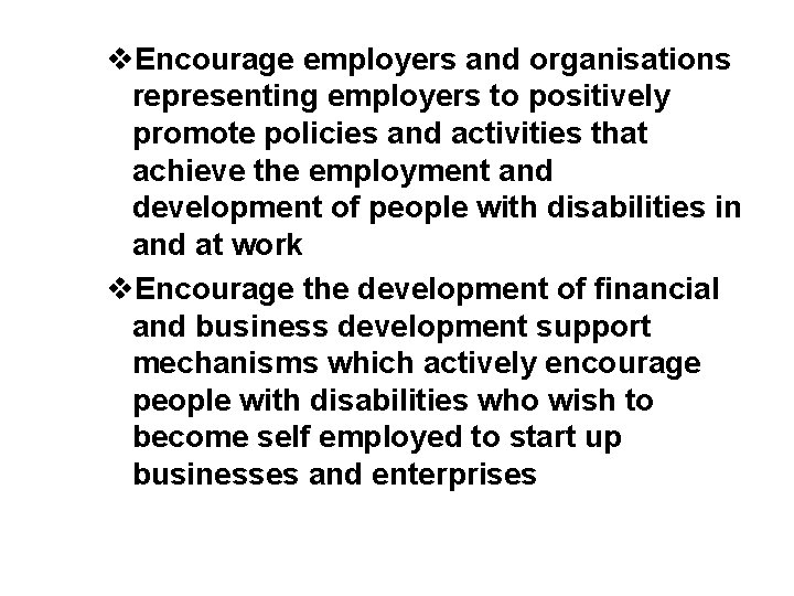 v. Encourage employers and organisations representing employers to positively promote policies and activities that