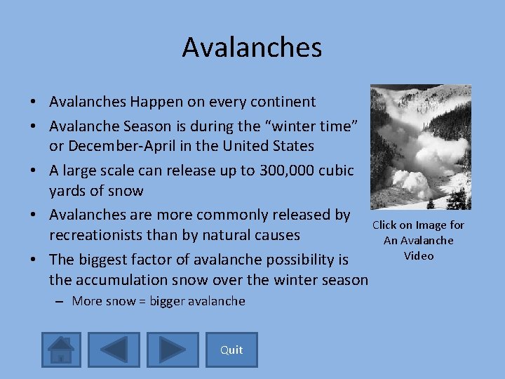 Natural Disasters Disaster Database Avalanche Earthquakes Hurricanes ...