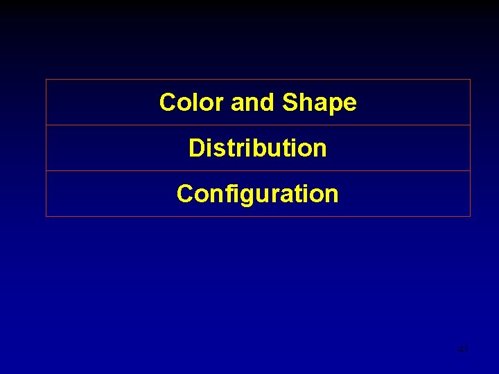 Color and Shape Distribution Configuration 41 