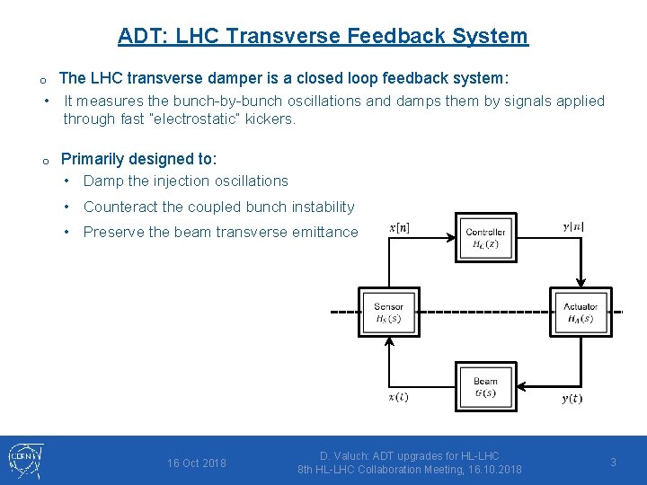 ADT: LHC Transverse Feedback System o The LHC transverse damper is a closed loop