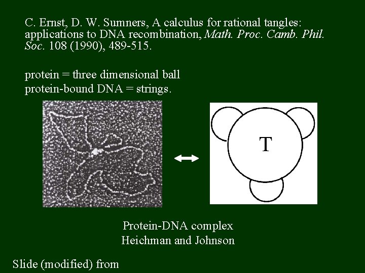 C. Ernst, D. W. Sumners, A calculus for rational tangles: applications to DNA recombination,