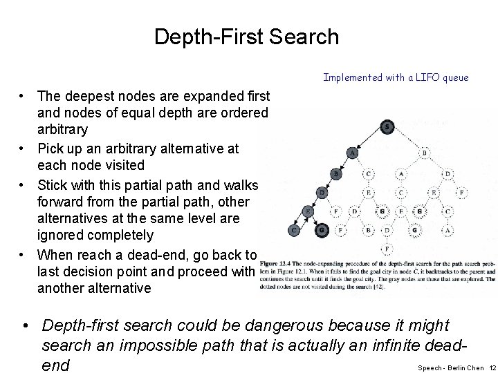 Depth-First Search Implemented with a LIFO queue • The deepest nodes are expanded first