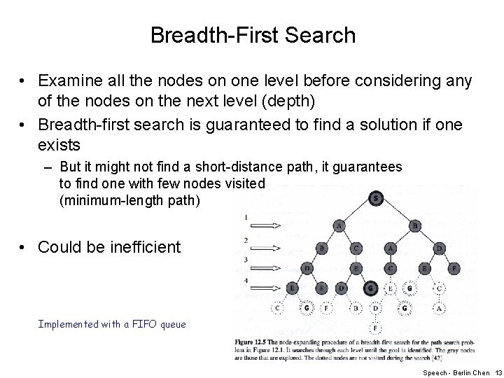 Breadth-First Search • Examine all the nodes on one level before considering any of