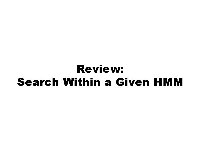 Review: Search Within a Given HMM 