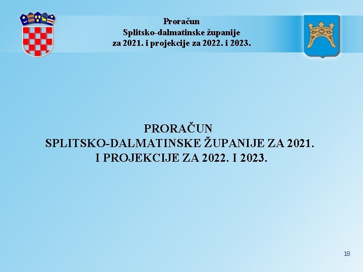 Proračun Splitsko-dalmatinske županije za 2021. i projekcije za 2022. i 2023. PRORAČUN SPLITSKO-DALMATINSKE ŽUPANIJE