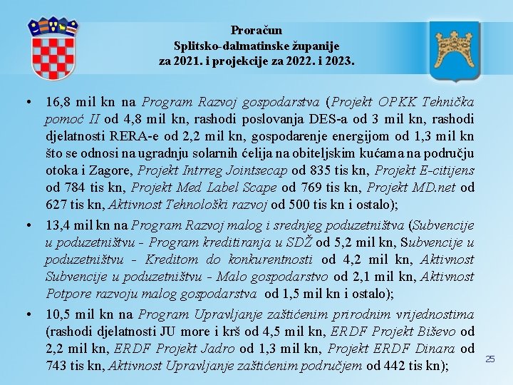 Proračun Splitsko-dalmatinske županije za 2021. i projekcije za 2022. i 2023. • 16, 8
