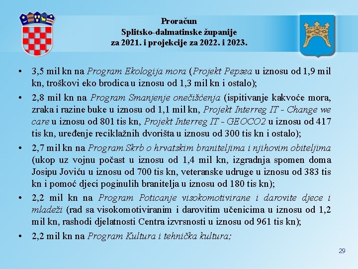 Proračun Splitsko-dalmatinske županije za 2021. i projekcije za 2022. i 2023. • 3, 5