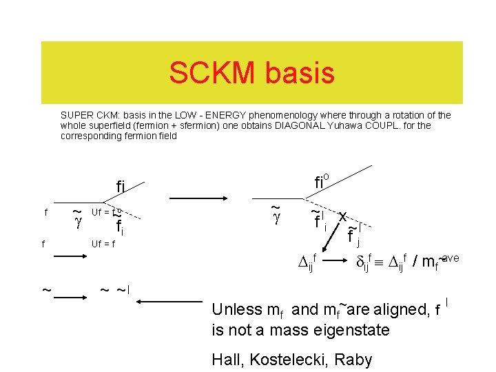 SCKM basis SUPER CKM: basis in the LOW - ENERGY phenomenology where through a