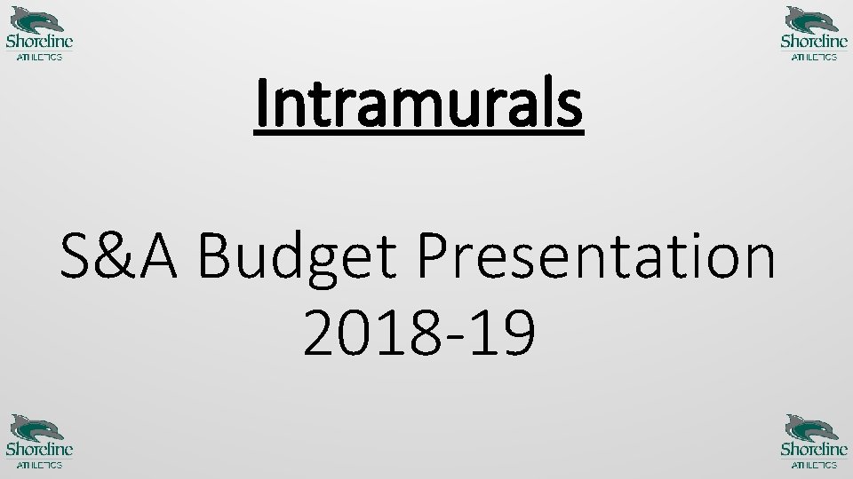 Intramurals S&A Budget Presentation 2018 -19 