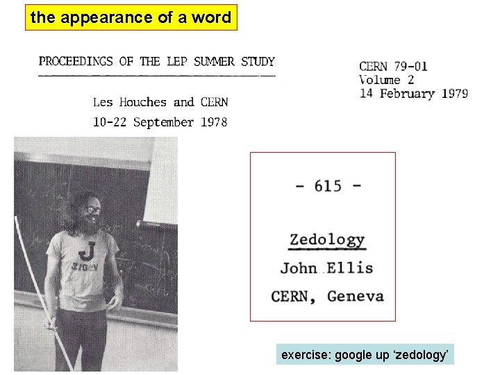 the appearance of a word exercise: google up ‘zedology’ 
