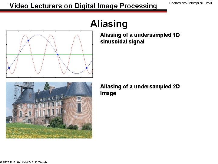Video Lecturers on Digital Image Processing Gholamreza Anbarjafari, Ph. D Aliasing of a undersampled
