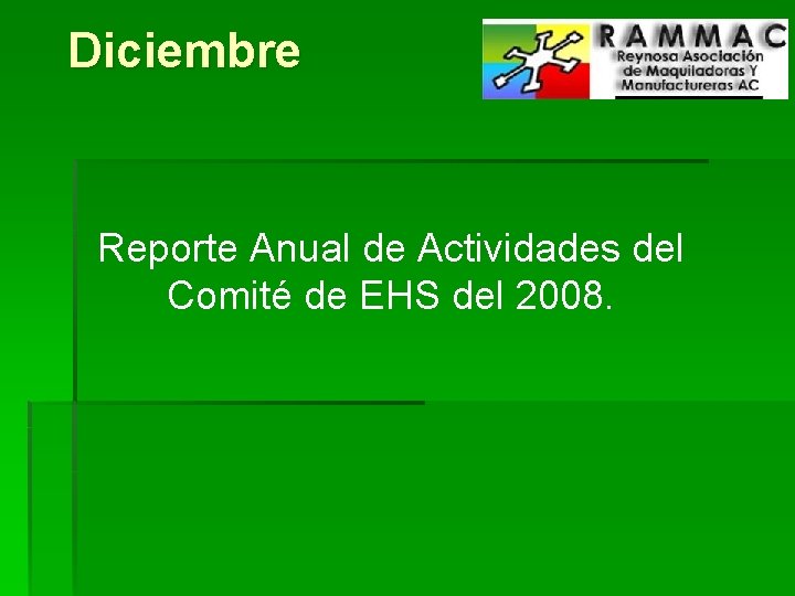 Diciembre Reporte Anual de Actividades del Comité de EHS del 2008. 