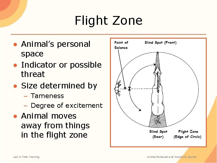 Flight Zone ● Animal’s personal space ● Indicator or possible threat ● Size determined